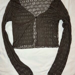 Sheer Lace Long Sleeve - Dark Brown